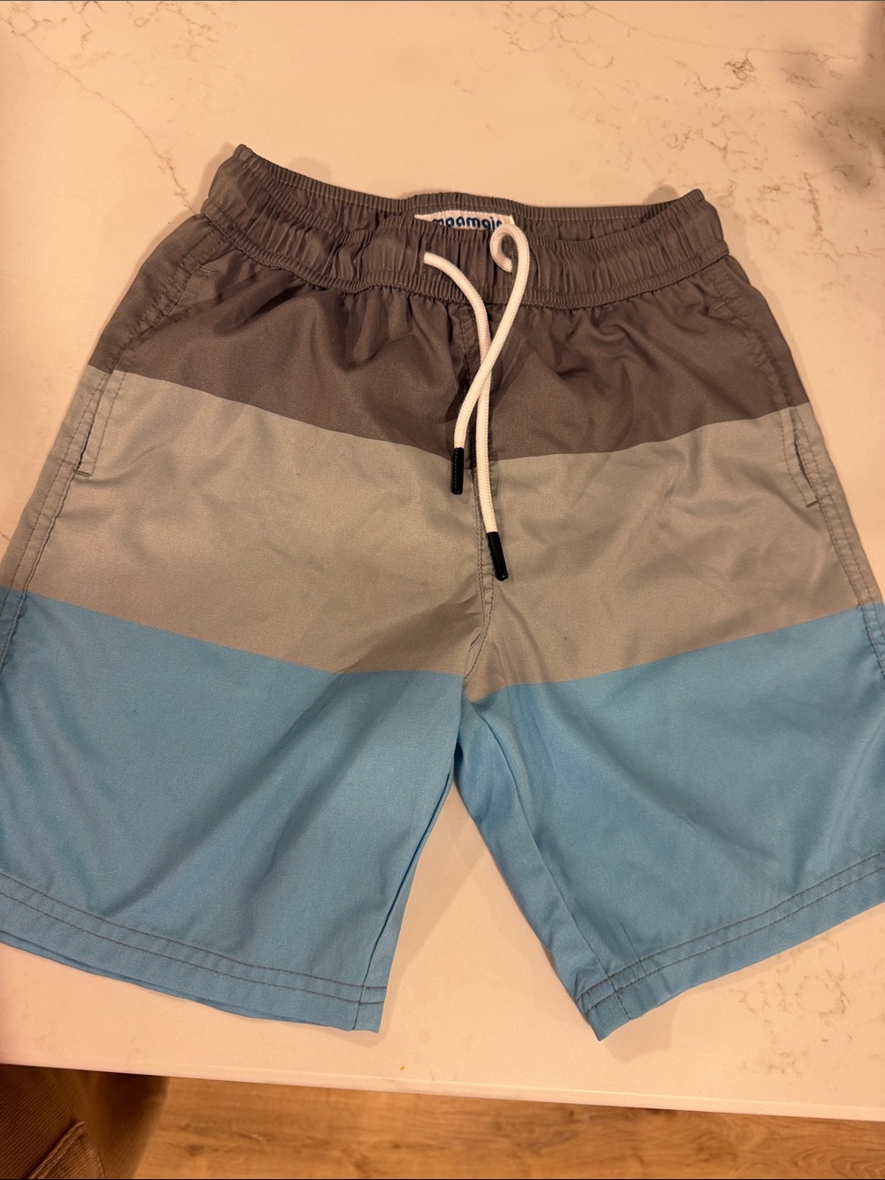 Boy’s Colorblock Swim Shorts - Light Blue & Gray